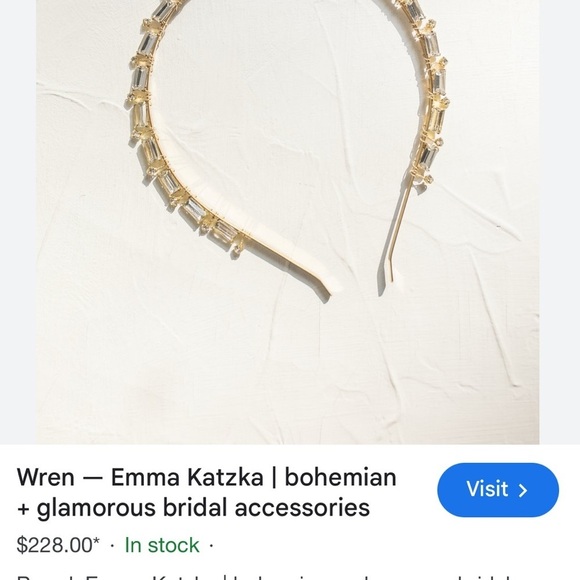 Anthropologie Emma Katzka Bridal Headband New Elegant Gold Crystal Headband main image 5